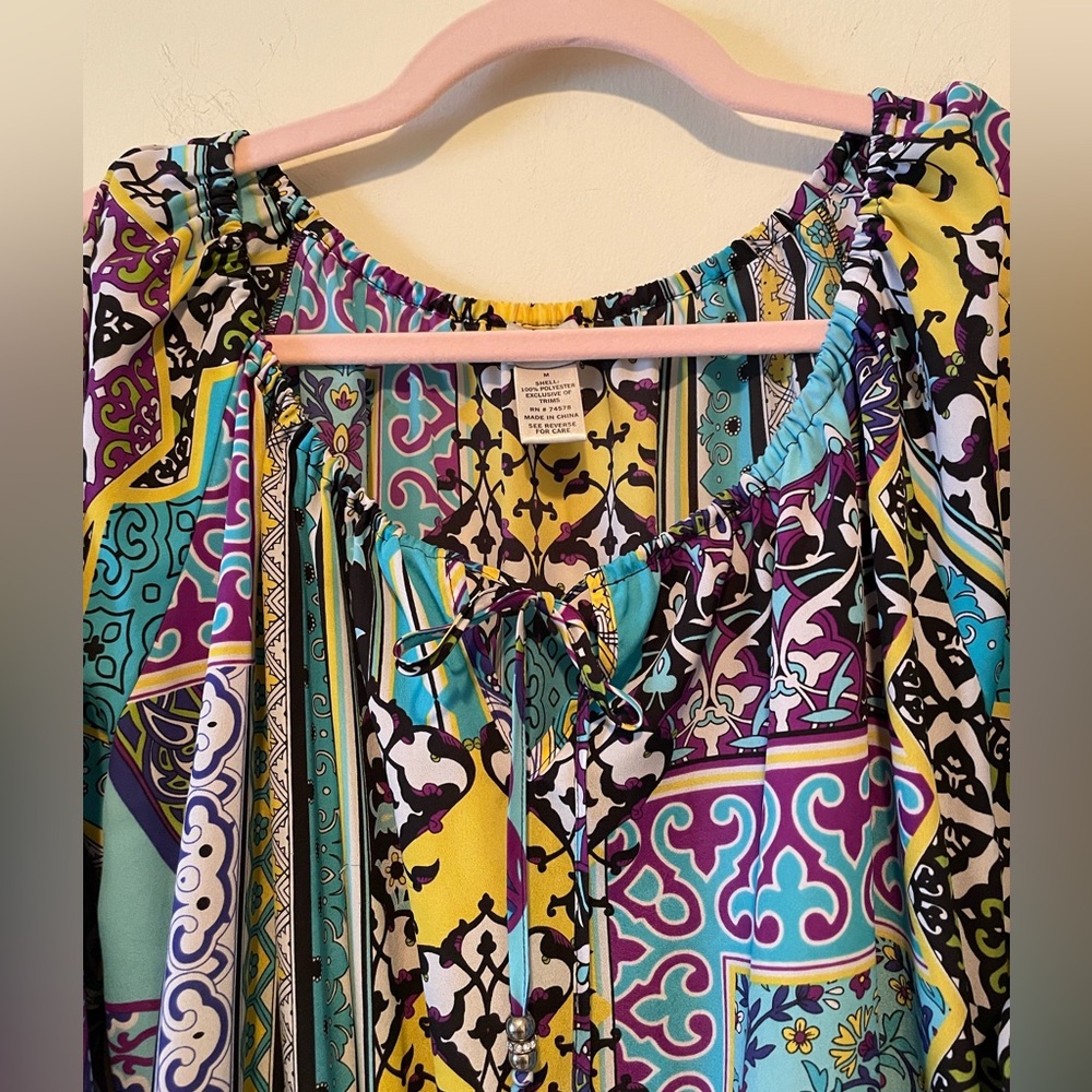 Cache Colorful Patterned Long Sleeve Dress - Picture 3 of 16